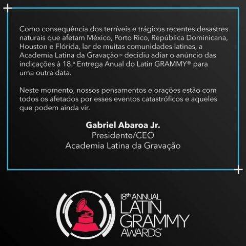 Grammy adia anúncio de indicados por conta de desastres naturais